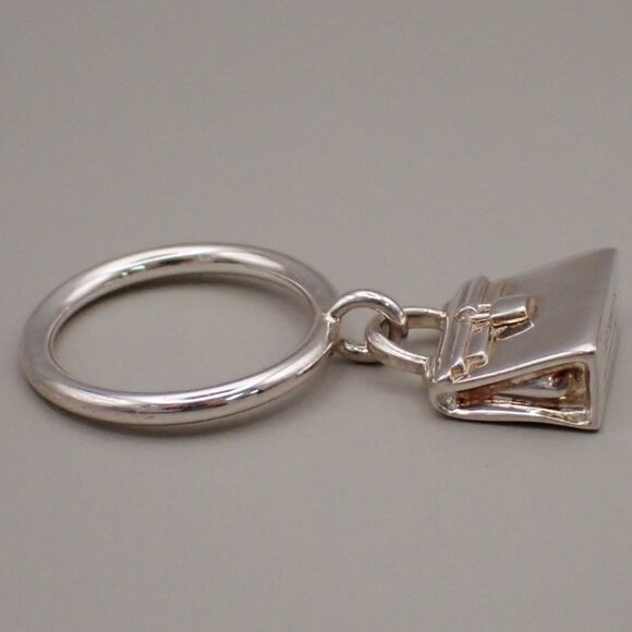 HERMES Logo Amulet Kelly Ring Size 51 Silver Ag 925 Italy - Picture 4 of 7